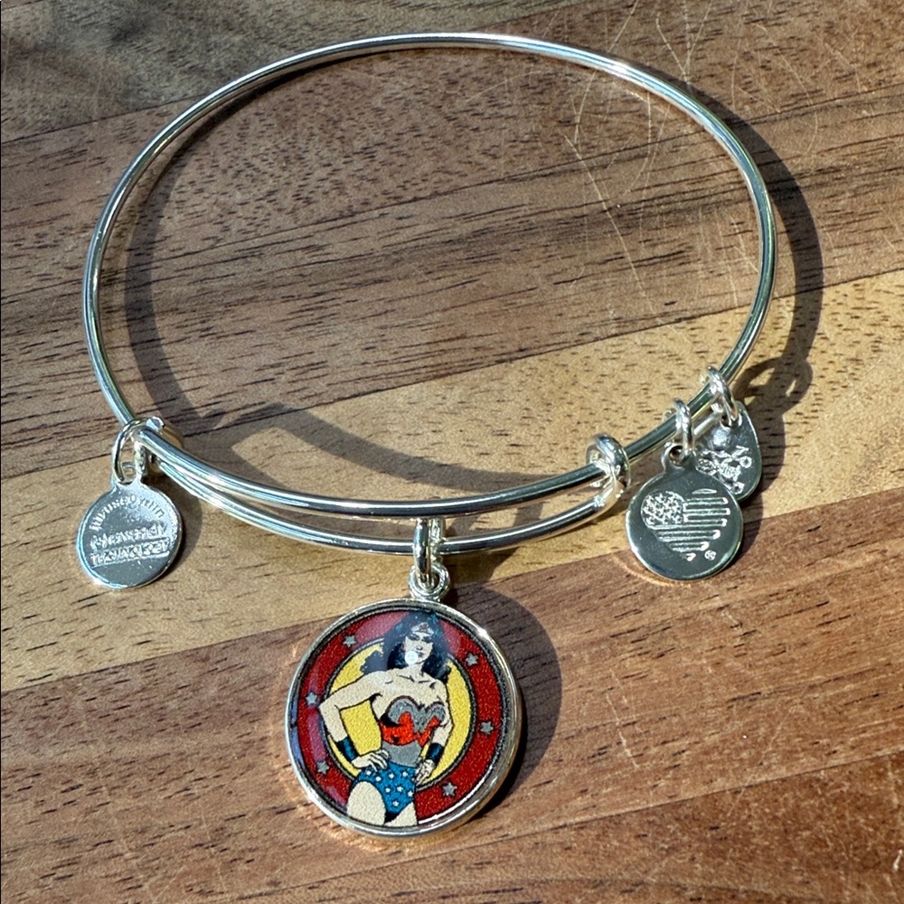 Alex and Ani Wonder Woman Charm Bangle Bracelet - Shiny Silver Finish